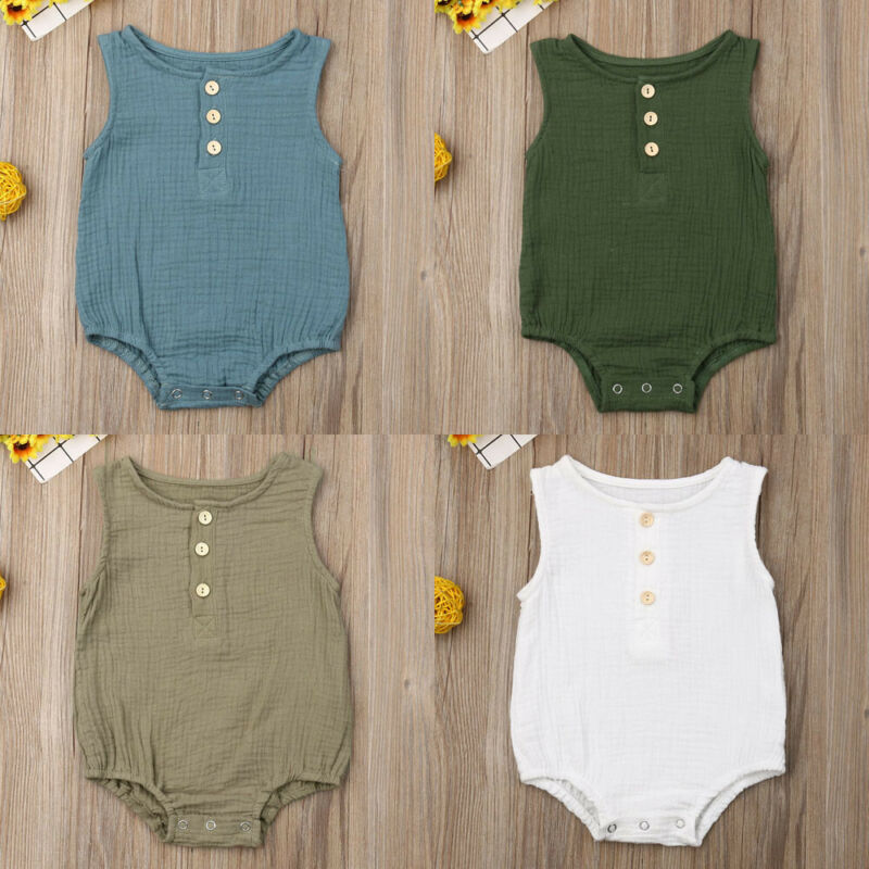 Pudcoco US Stock Newborn Toddler Boy Girl Summer Clothes Solid Romper Jumpsuit Outfit Bodysuit