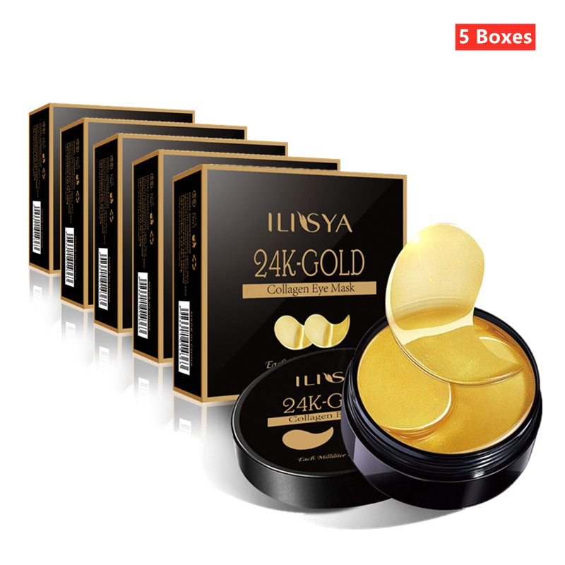 Ilisya--Collagen Eye Mask 24K Gold Eye Patch Seaweed Eye Dark Circles Anti-Puffiness Anti-Aging Moisturizing Eyes--60pcs