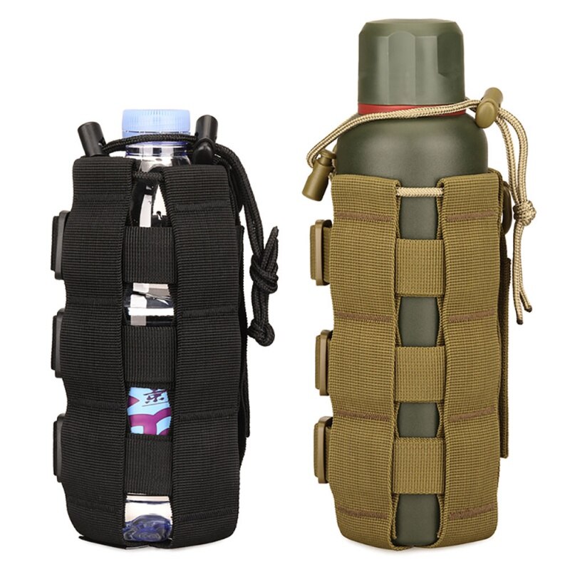 Molle Bag Tactical Water Bottle Pouch Bag Military Outdoor  Hiking cycling Drawstring Water Bottle Holder Kettle Carrier Bag