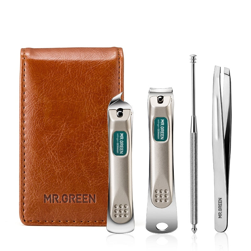 MR.GREEN Portable Manicure Set Pedicure kit Stainless Steel Nail Clippers Tool Travel Grooming Case Gift Box Nail Scissors set