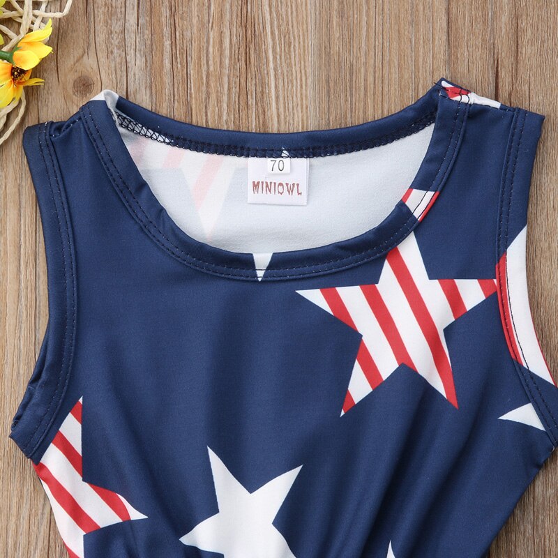 lioraitiin 0-24M Newborn Baby Girls Clothing Fourth of July Kids Baby Girls Star Romper Jumpsuit Playsuit Outfits