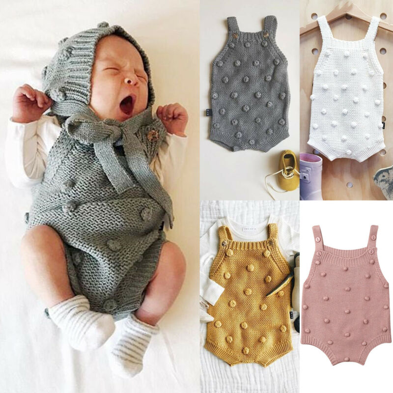 Pudcoco US Stock 0-18M Newborn Baby Boy Girl Bodysuit Jumpsuit Knitted Clothes Warm Solid 4 Colors Cotton Outfit