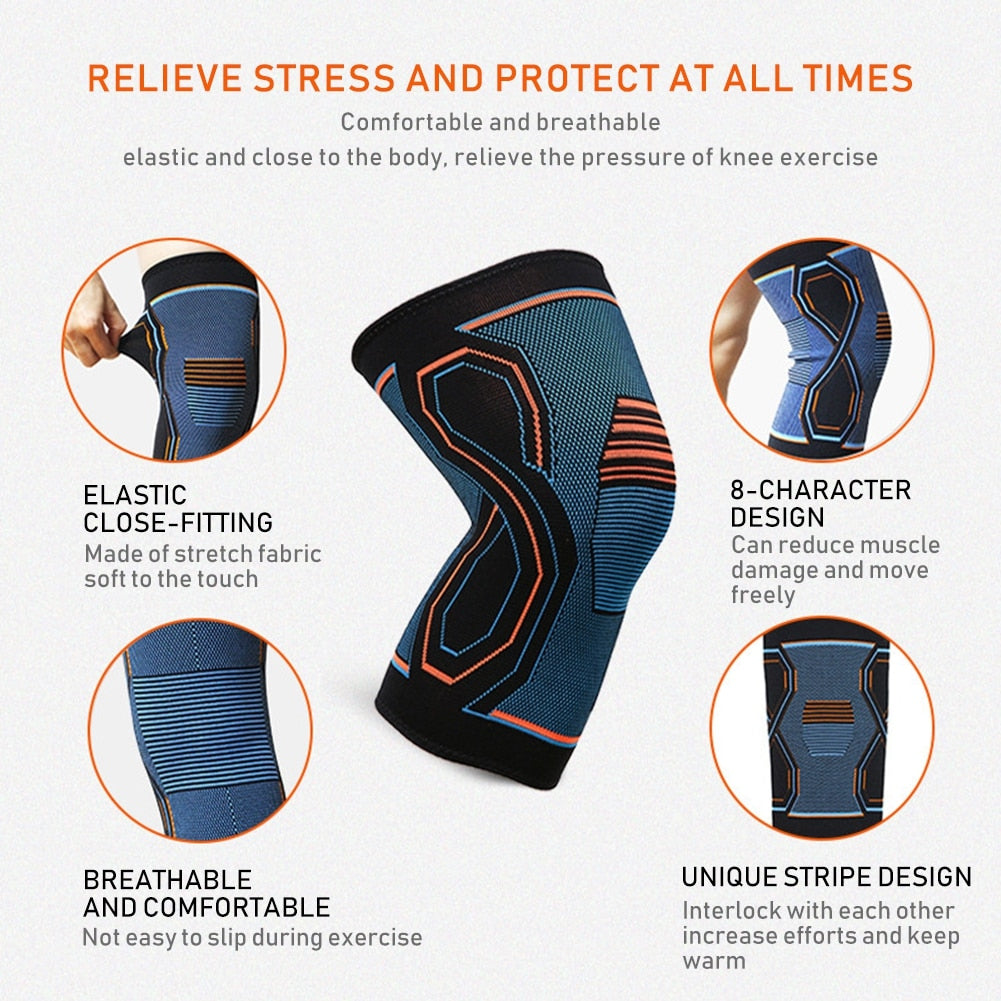 1PC Compression Knee Brace Workout Knee Support for Joint Pain Relief Running Basketball Knitted Knee Sleeve for Adult