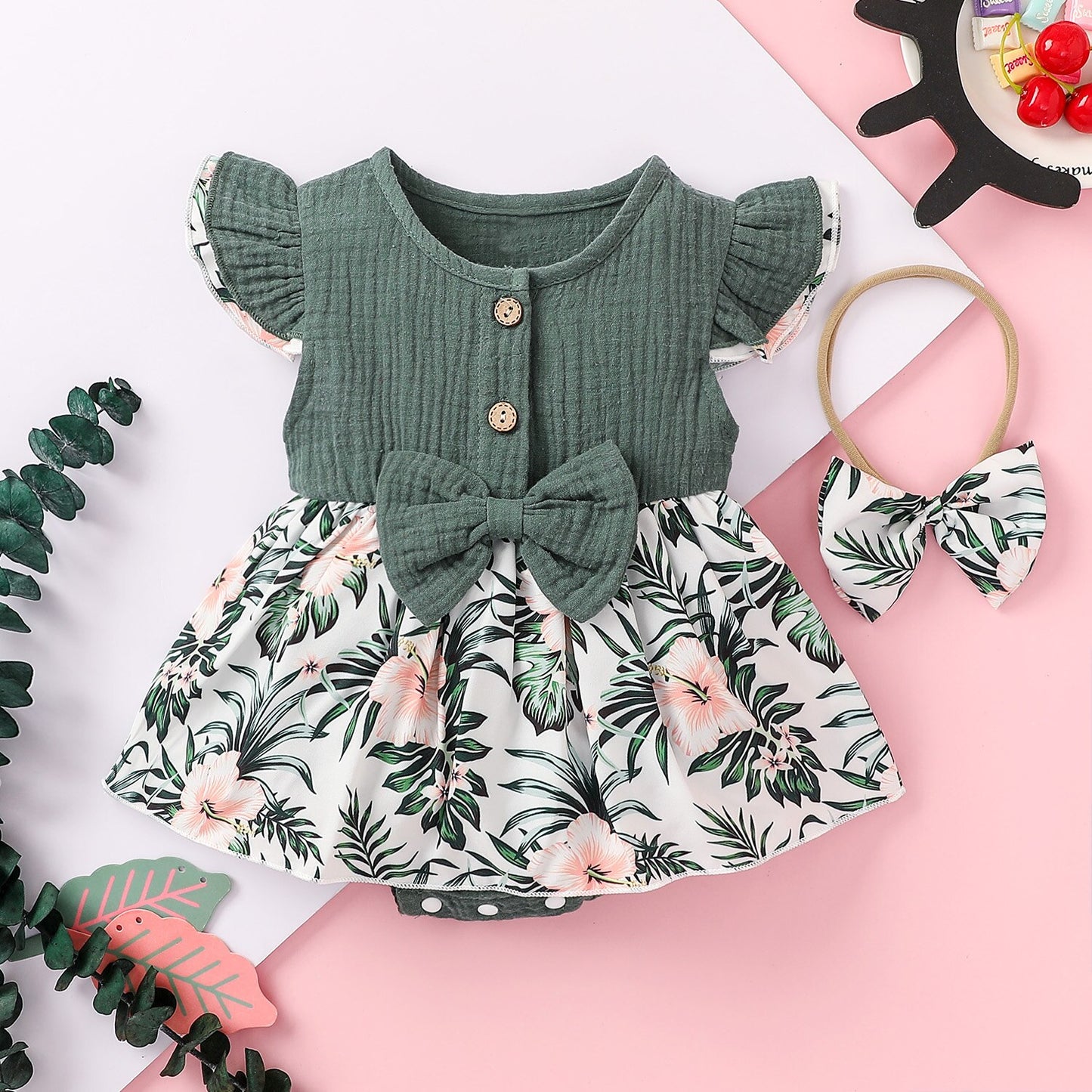 lioraitiin 0-18M Newborn Infant Baby Girl Summer Fashion Dress Off Shoulder Floral Printed Clothing 7Colors