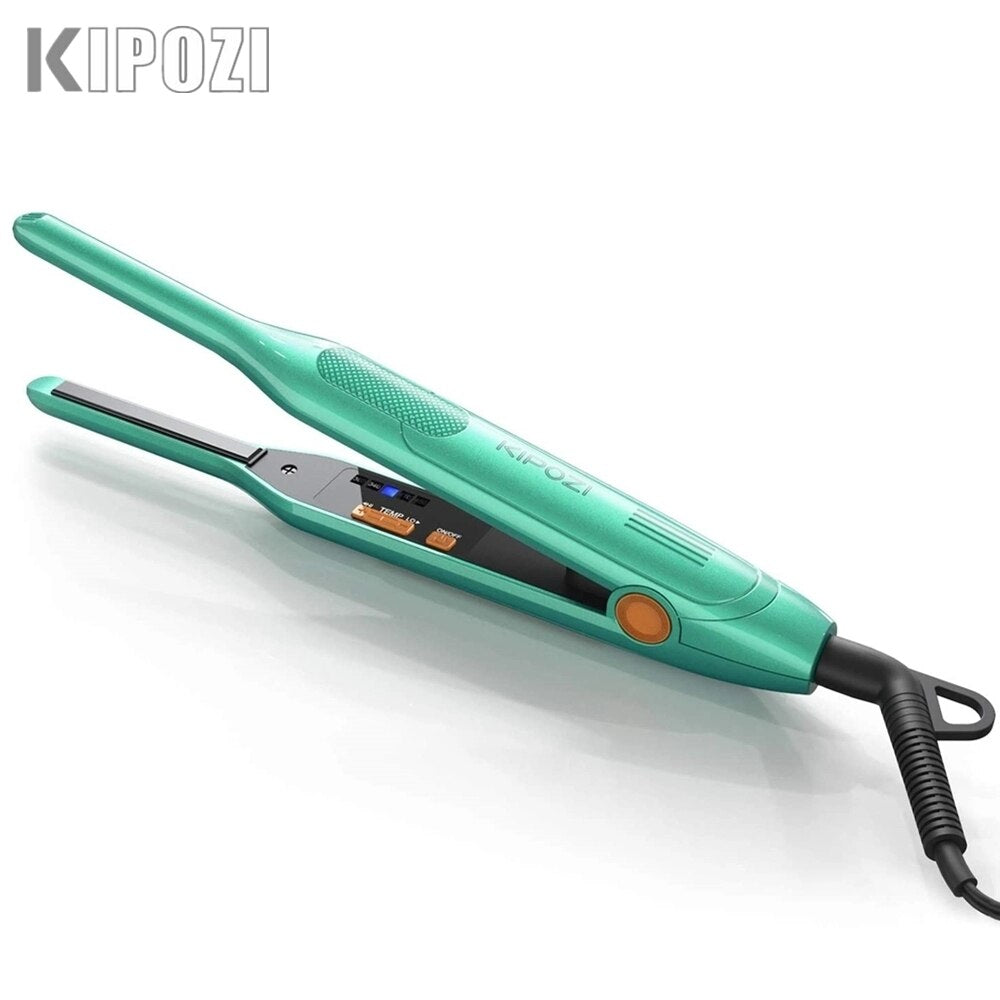 KIPOZI Professional Thin Hair Straightener for Short Hair Pixue Cut Titanium Dual Voltage Hair Iron Thin Pencil Straightener