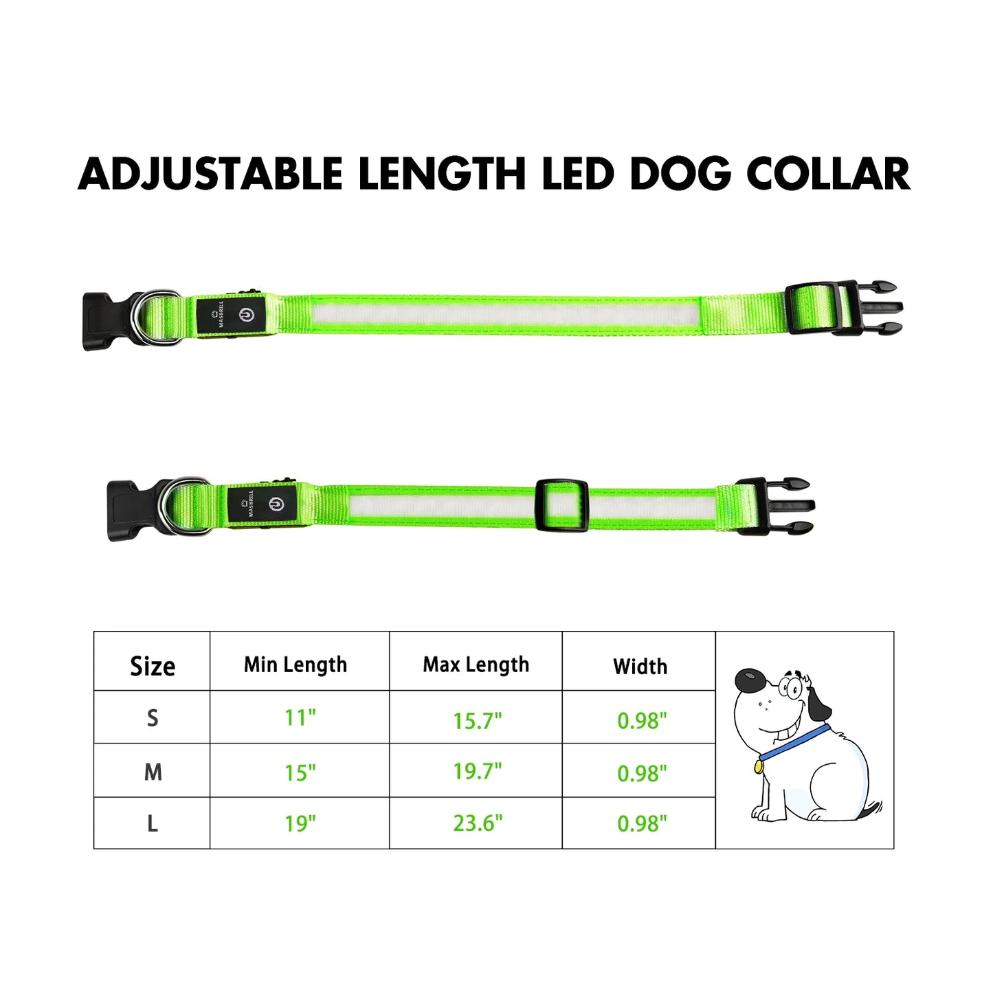 MASBRILL Dog Collar Adjustable Tactical Dogs Collars Pet Luminous Flashing Necklace Pet Led Collar For Small Big Dogs Supplies