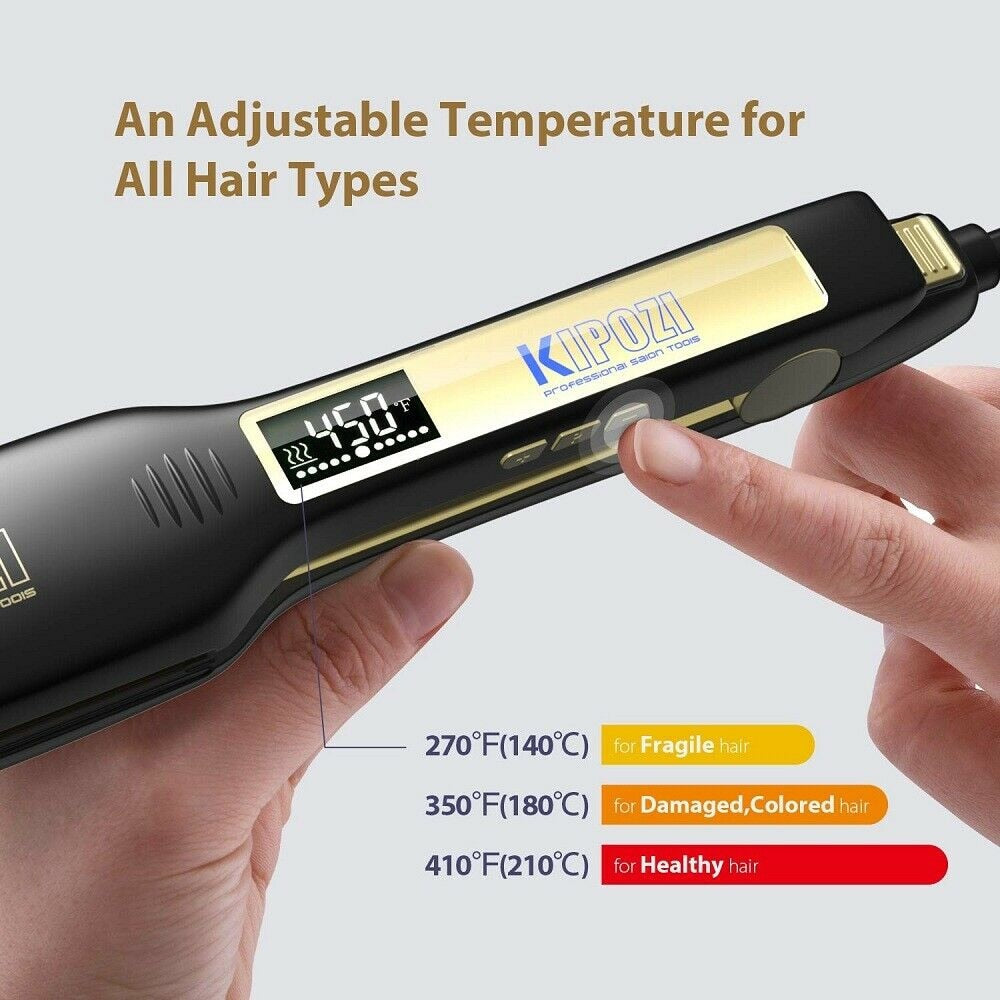 KIPOZI Professional  Hair Straightener and Curling Iron with Digital  LCD Display Titanium Flat Dual  Fast Heating Styling Tool