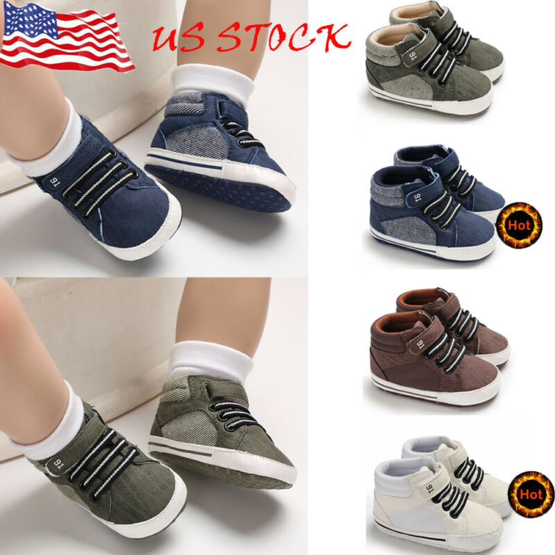 Pudcoco US Stock 0-18M New Baby Boys Girls Sneakers Leather Sports Crib Soft First Walker Shoes First Walkers For 0-18month