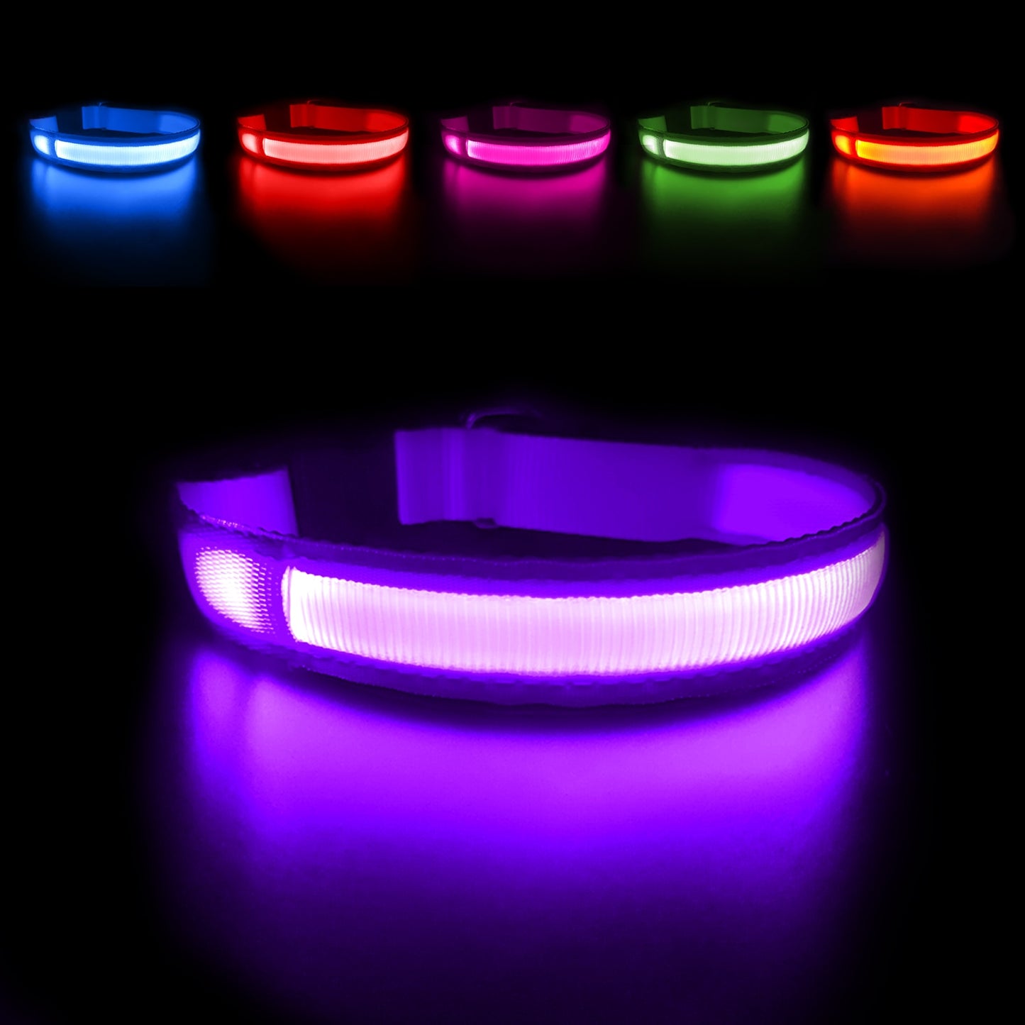 MASBRILL Dog Collar Adjustable Tactical Dogs Collars Pet Luminous Flashing Necklace Pet Led Collar For Small Big Dogs Supplies