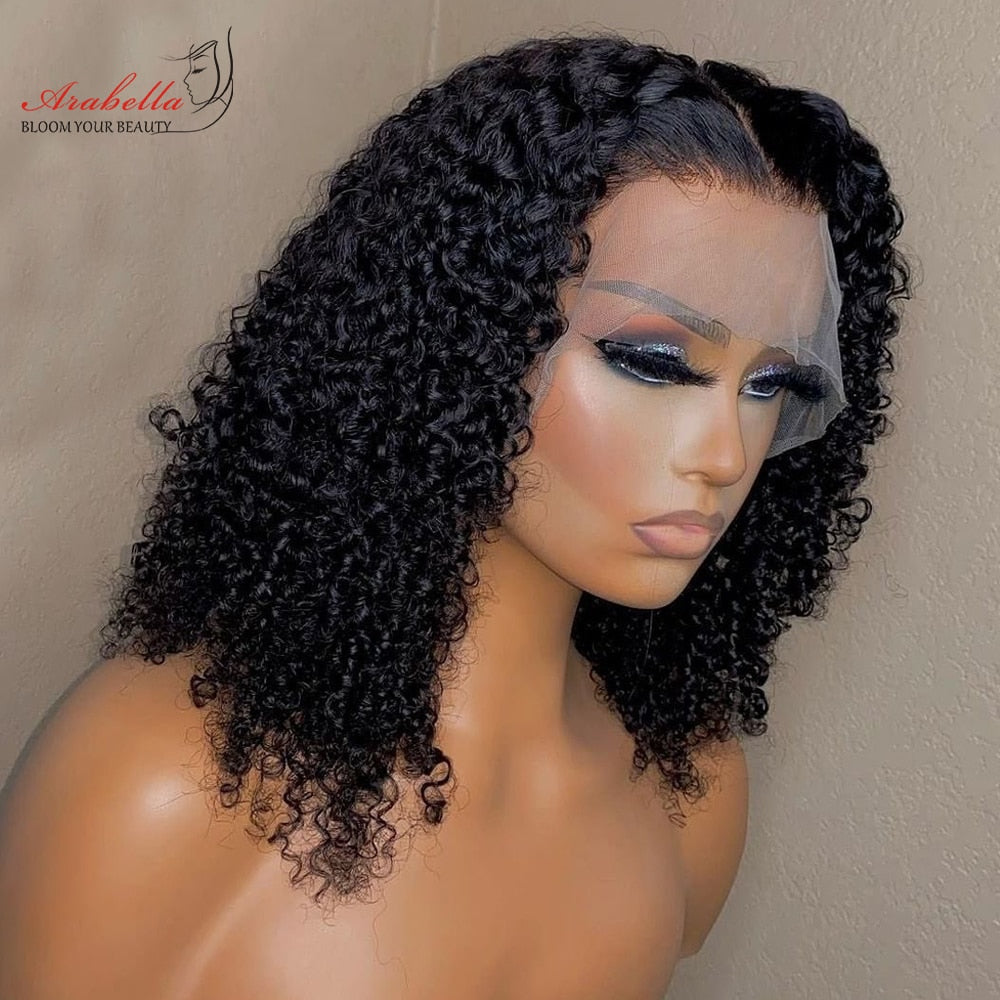 Curly Bob Wig Pixie Cut 13x5x2 Transparent T Part Lace Bob Wigs Brazilian Jerry Curly Wig Arabella Remy 100% Human Hair Wigs