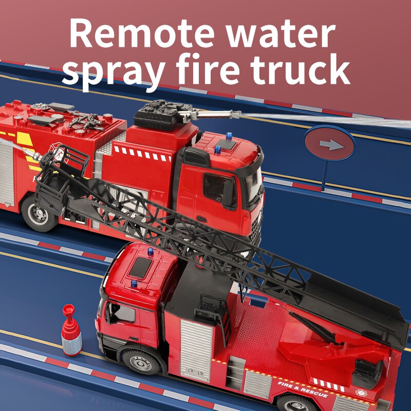 2020 version 22 channels 1/14 scale Huina 1561/1562 RC Fire Truck with ladder/water spray  7.4V 1200mAh for over 8 years old