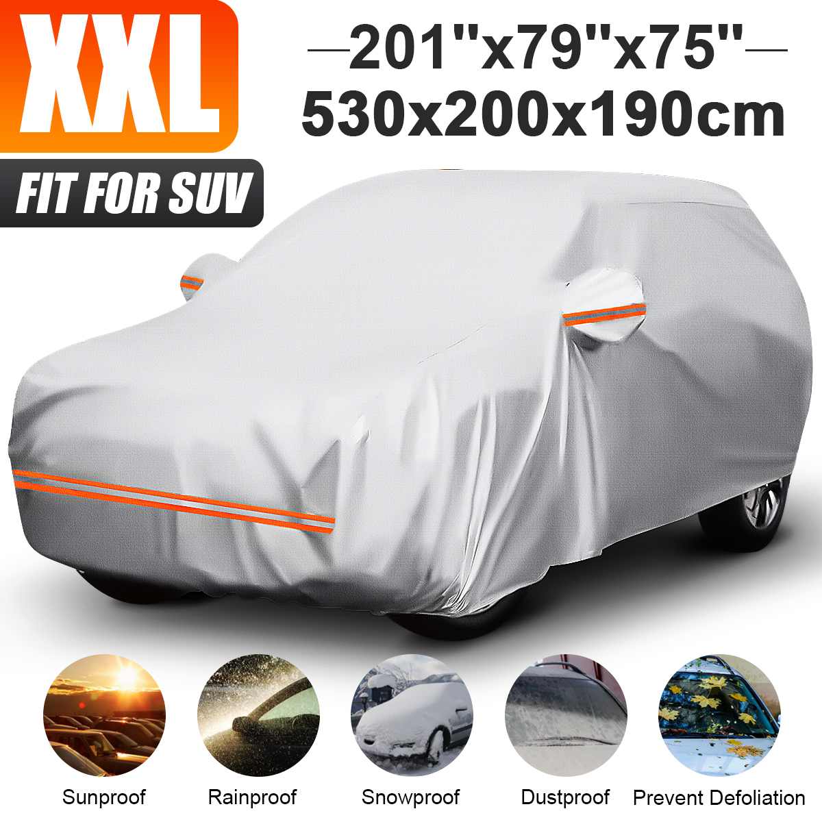 190T Universal SUV Full Car Cover Winter Snow Cover Waterproof Sun Shade Scratch Dustproof Cover For Hyundai/VW/Peugeot/BMW