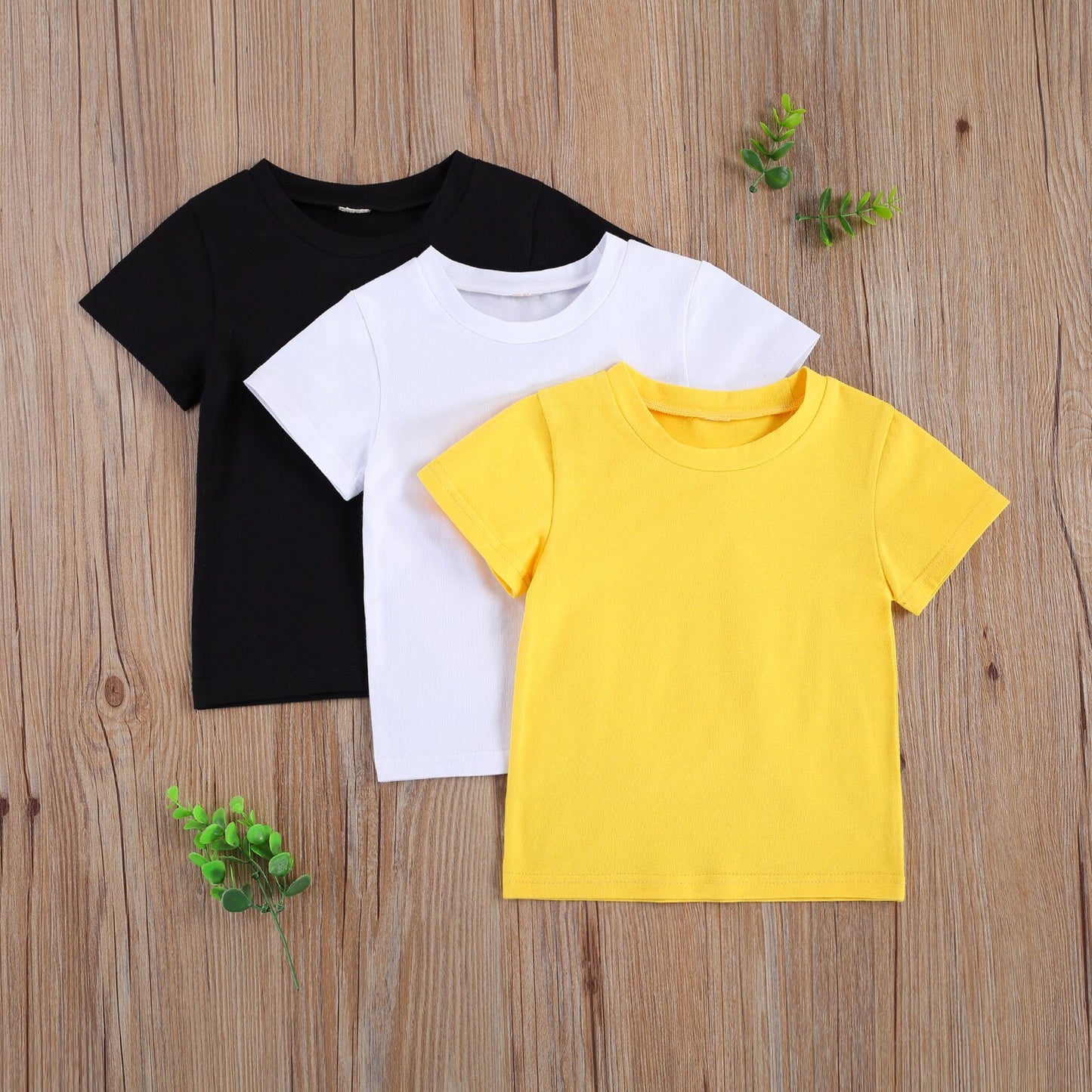 lioraitiin 1-5Years Children Baby Girls T Shirts Tops Solid Short Sleeve Pullover Solid Causal Tops