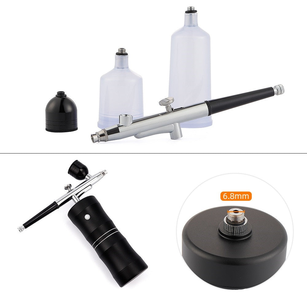 Top 0.3mm Mini Air Compressor Kit Air-Brush Paint Spray Gun Airbrush For Nail Art Tattoo Craft Cake Nano Fog Mist Sprayer