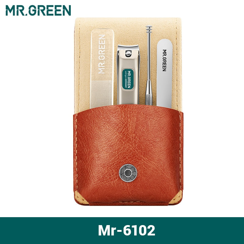 MR.GREEN Portable Manicure Set Pedicure kit Stainless Steel Nail Clippers Tool Travel Grooming Case Gift Box Nail Scissors set