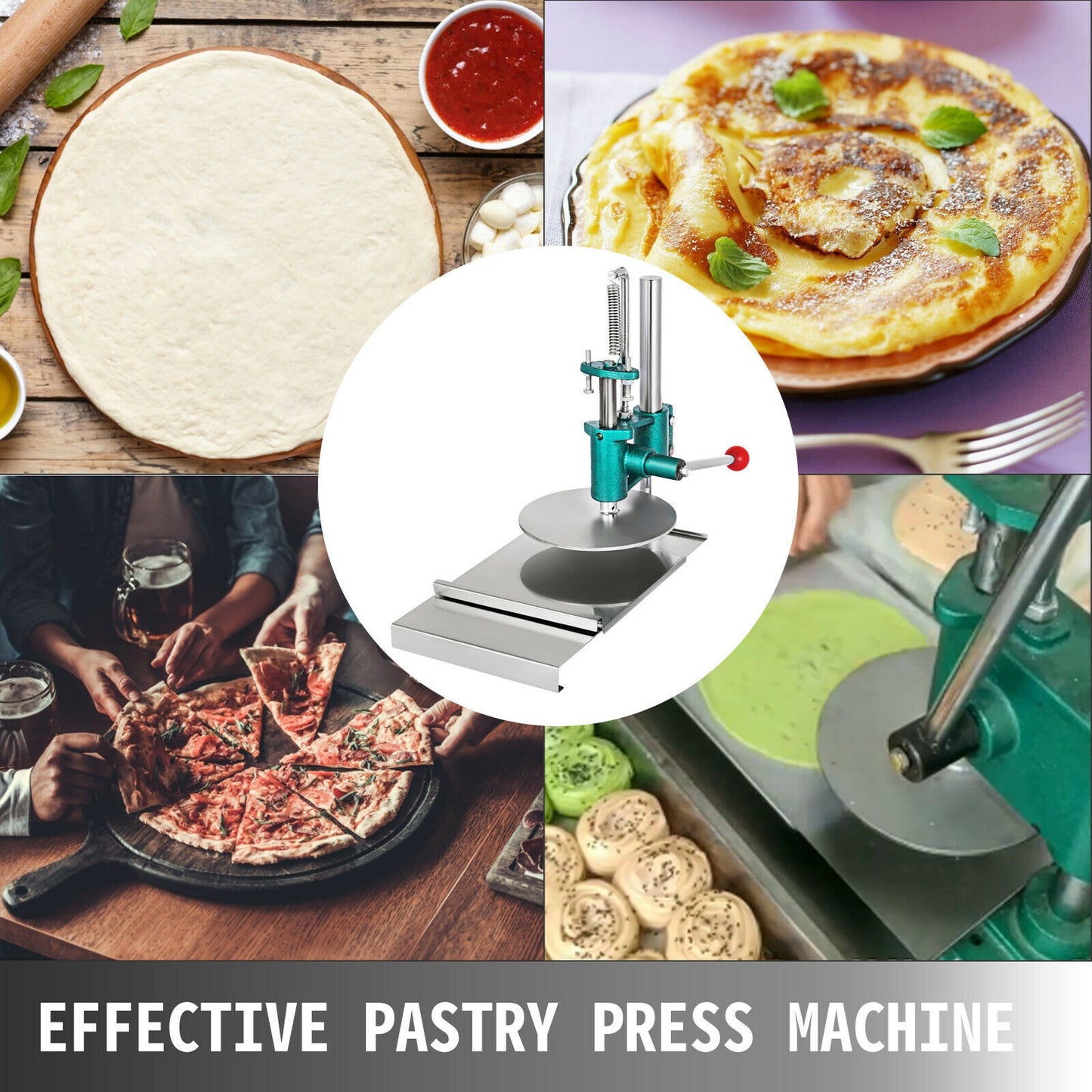 VEVOR 7.8in Manual Pizza Dough Press Machine Home Big Roller Sheeter Pasta Maker Pastry Flattening Presser Kitchen Appliance