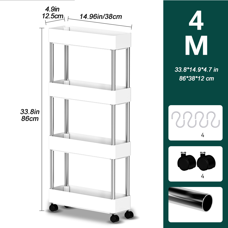 Mobile Storage Shelf Interspace Gap Shelf Kitchen Storage Shelf Bathroom Storage Rack Fridge Side Seam Finishing Rack