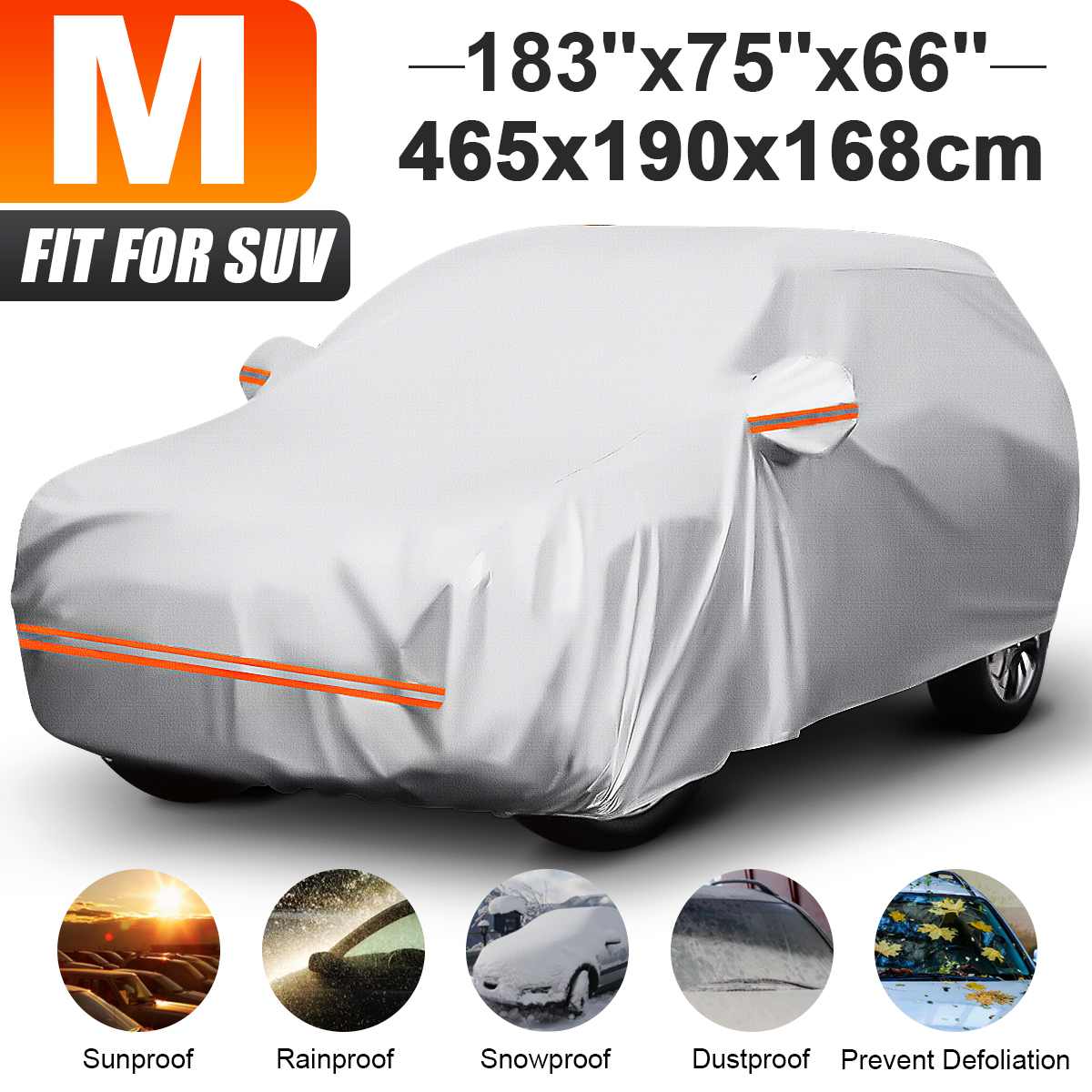 190T Universal SUV Full Car Cover Winter Snow Cover Waterproof Sun Shade Scratch Dustproof Cover For Hyundai/VW/Peugeot/BMW