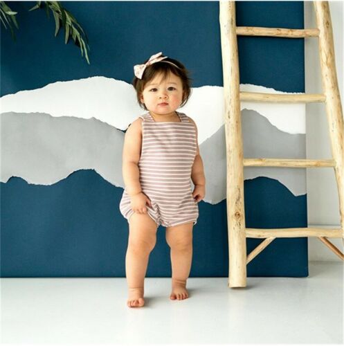 Pudcoco US Stock Fashion Newborn Baby Boys Girls Overall Strap Shorts Romper Sleeveless Striped Jumpsuit Summer Clothes