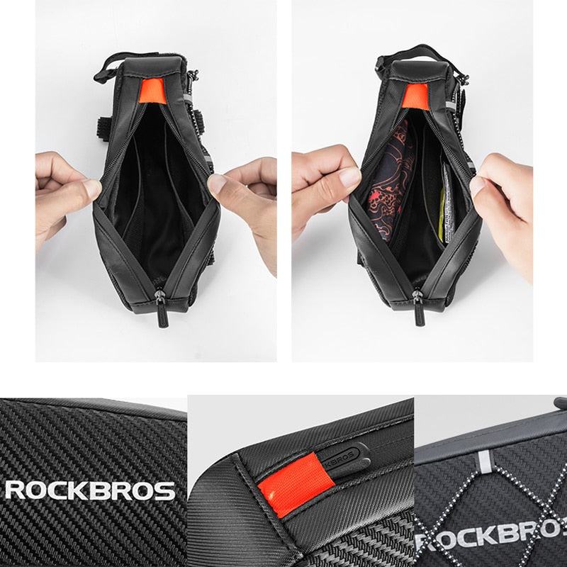 ROCKBROS Bike Bag Waterproof Reflective Front Top Frame Tube Bag Large Capacity Ultralight Bicycle Bag Cycling Pannier Bag 1L