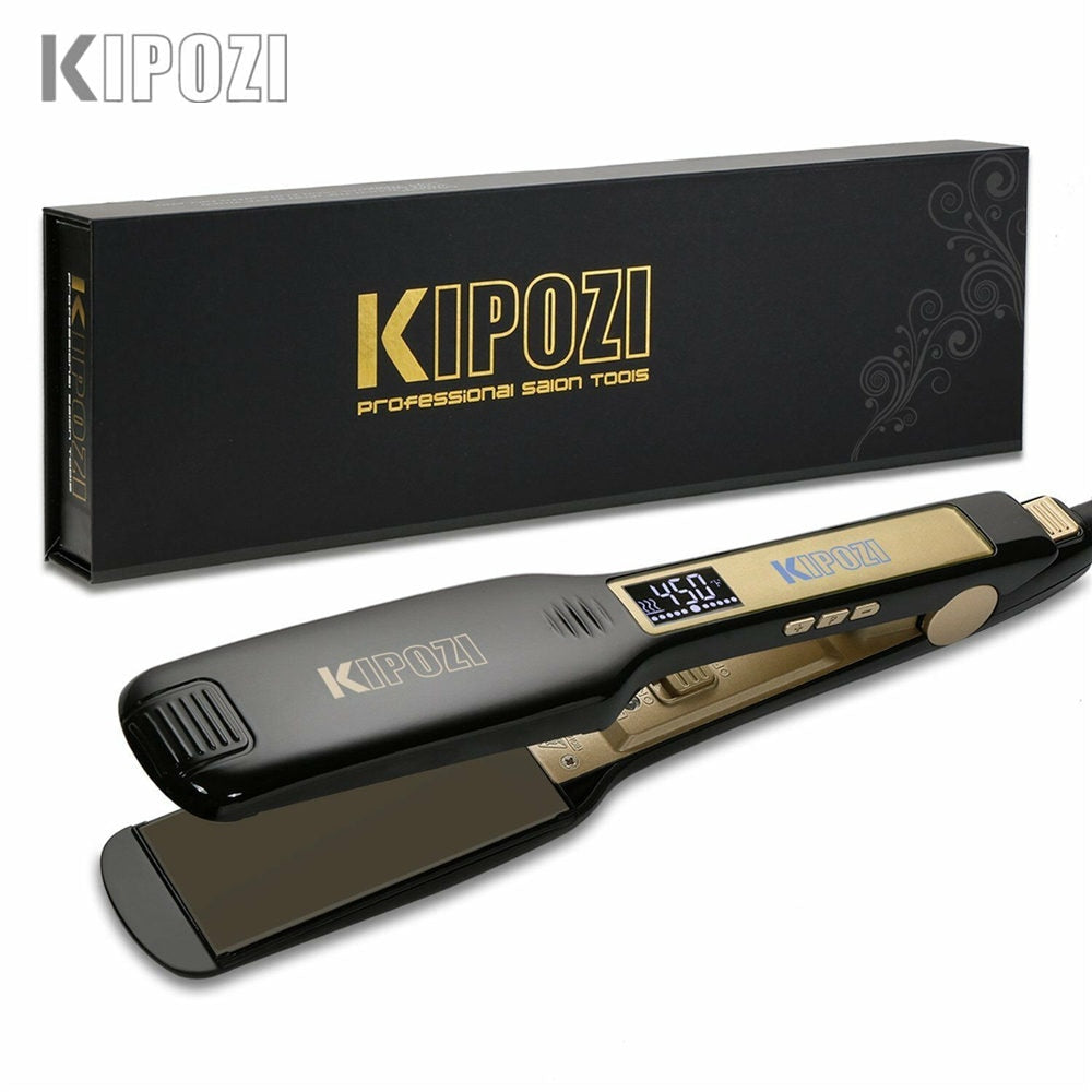 KIPOZI Hair Straightener Flat Iron Tourmaline Ceramic Professional Hair Straightener Culer Salon Steam Hair Iron Hair Care