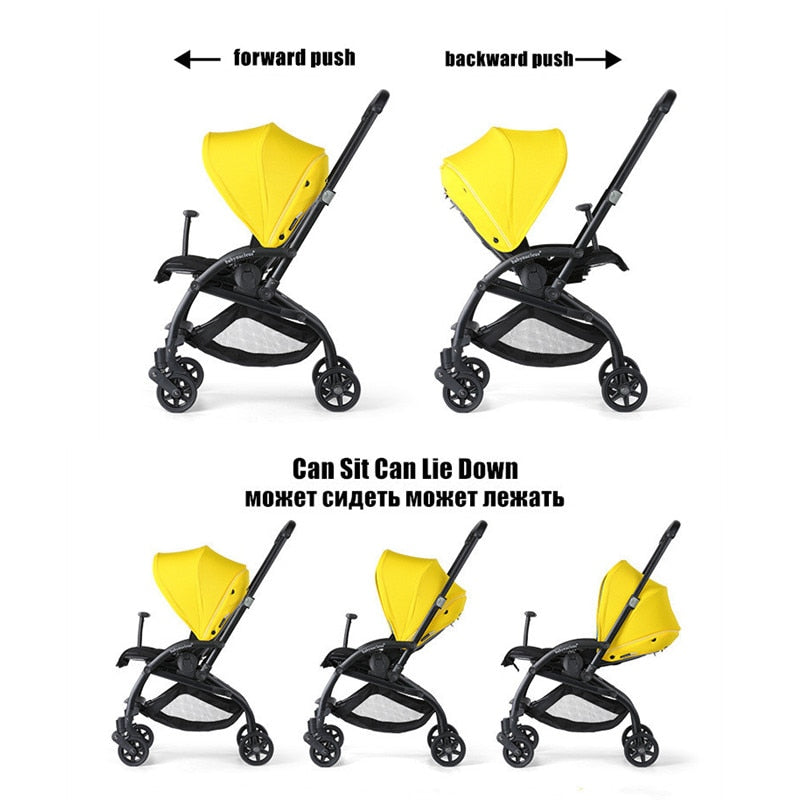 Baby Stroller For Travel Portable Folding Pram Infant Trolley Two Way Push City Cart For Baby Girl Boy With Big Shopping Basket