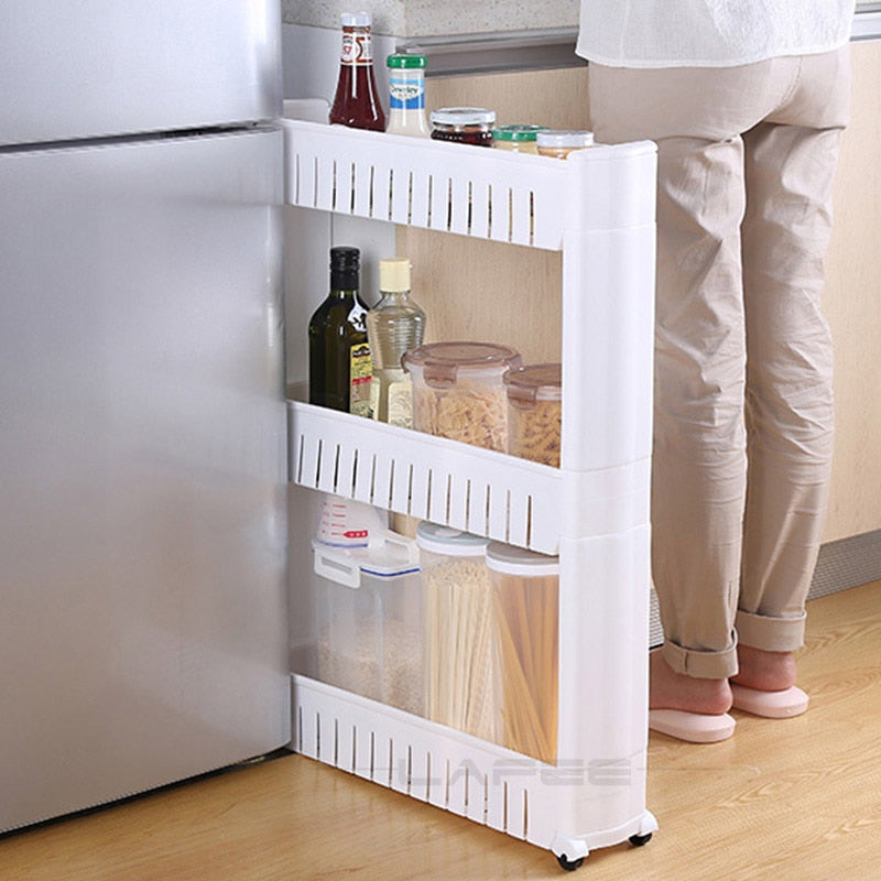 Mobile Storage Shelf Interspace Gap Shelf Kitchen Storage Shelf Bathroom Storage Rack Fridge Side Seam Finishing Rack