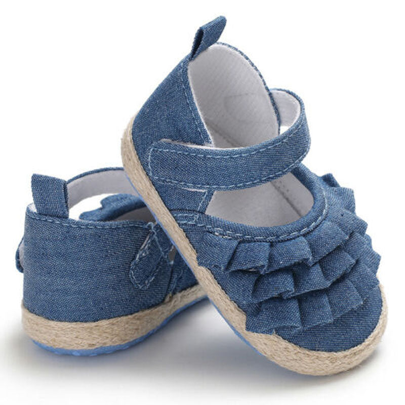 lioraitiin New Fashion Newborn Baby Girl Flowers Soft Crib Shoes Prewalker Anti-slip Sneakers UK NEW