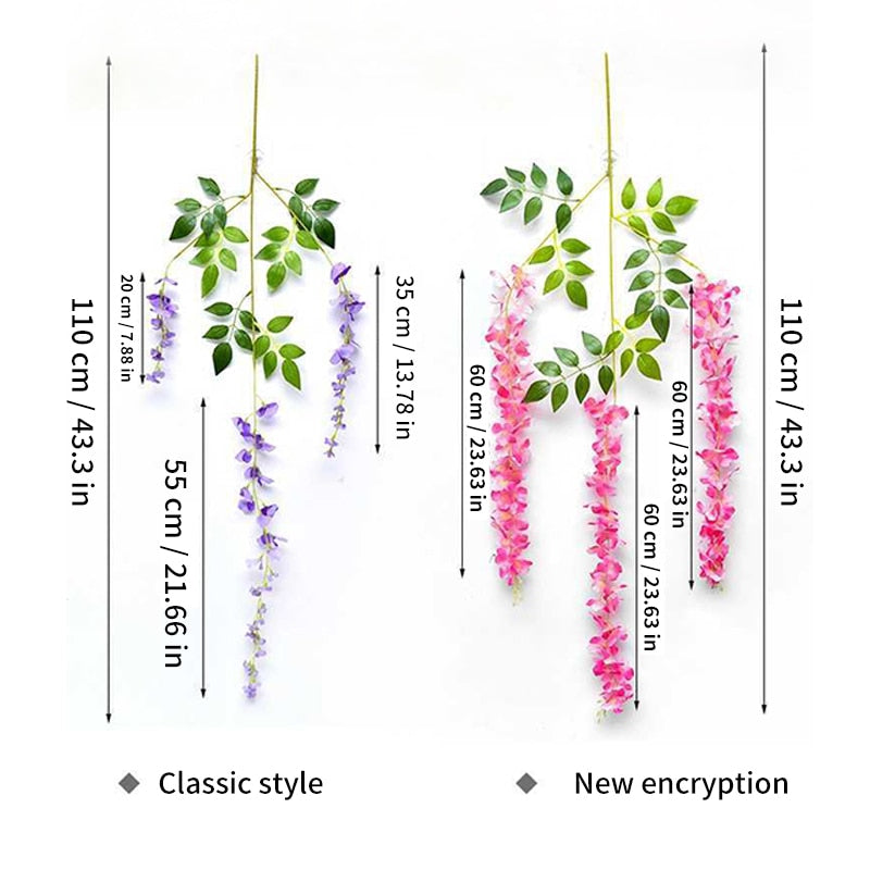 12Pcs Wisteria Artificial Flower Rattan Wreath Arch Wedding Home Garden Office Decoration pendant Plant Wall Decoration