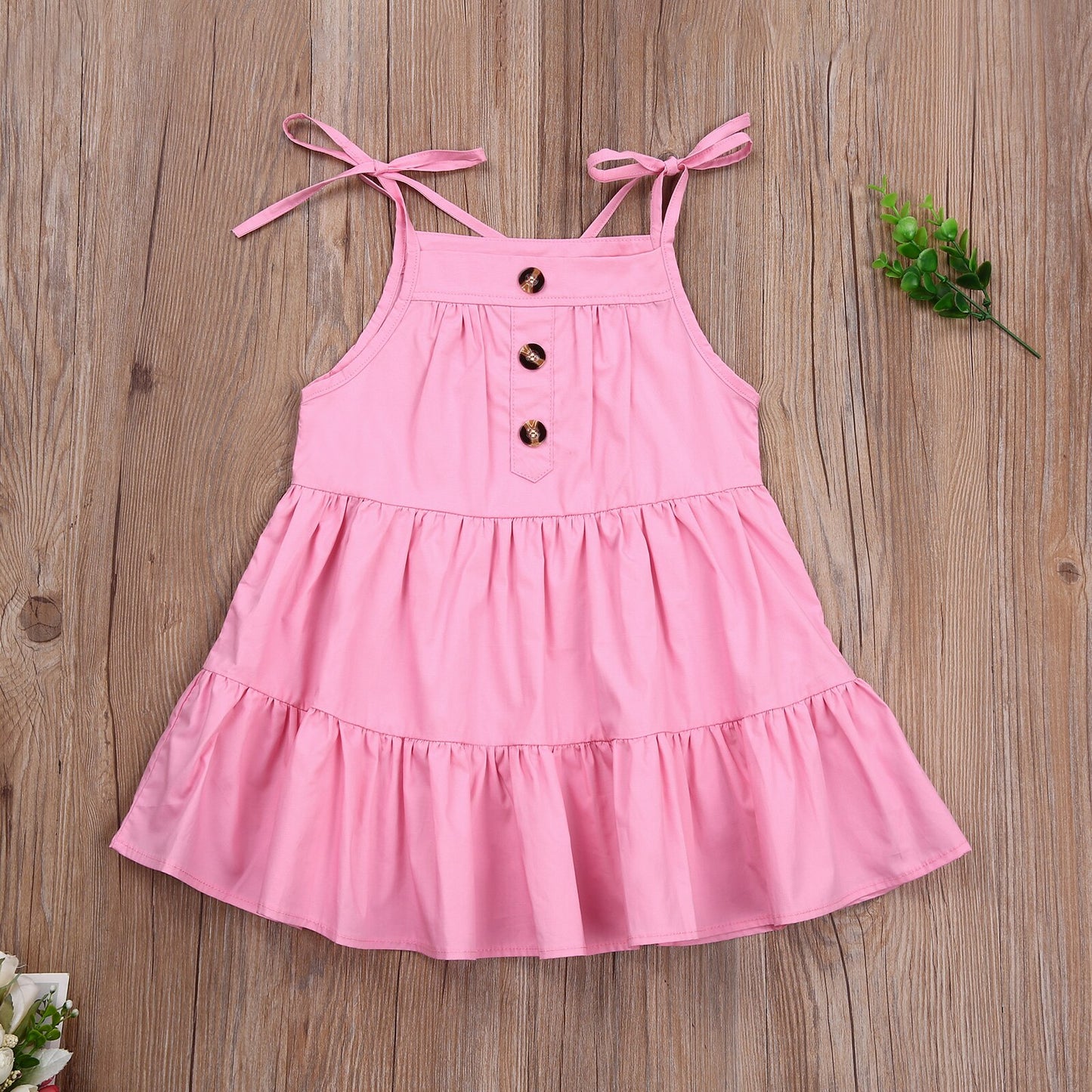 lioraitiin 0-5Years Toddler Baby Girl Summer Dress Sleevless Solid O-Neck Cotton Soft Fashion Cute Clothing 3Colors