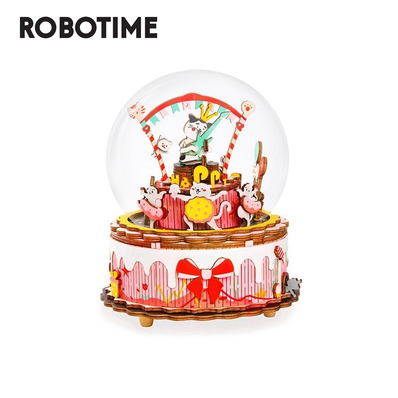 Robotime Holiday Gift 7 Kinds DIY 3D Puzzle Game Assembly Moveable Music Box Toy for Children Adult