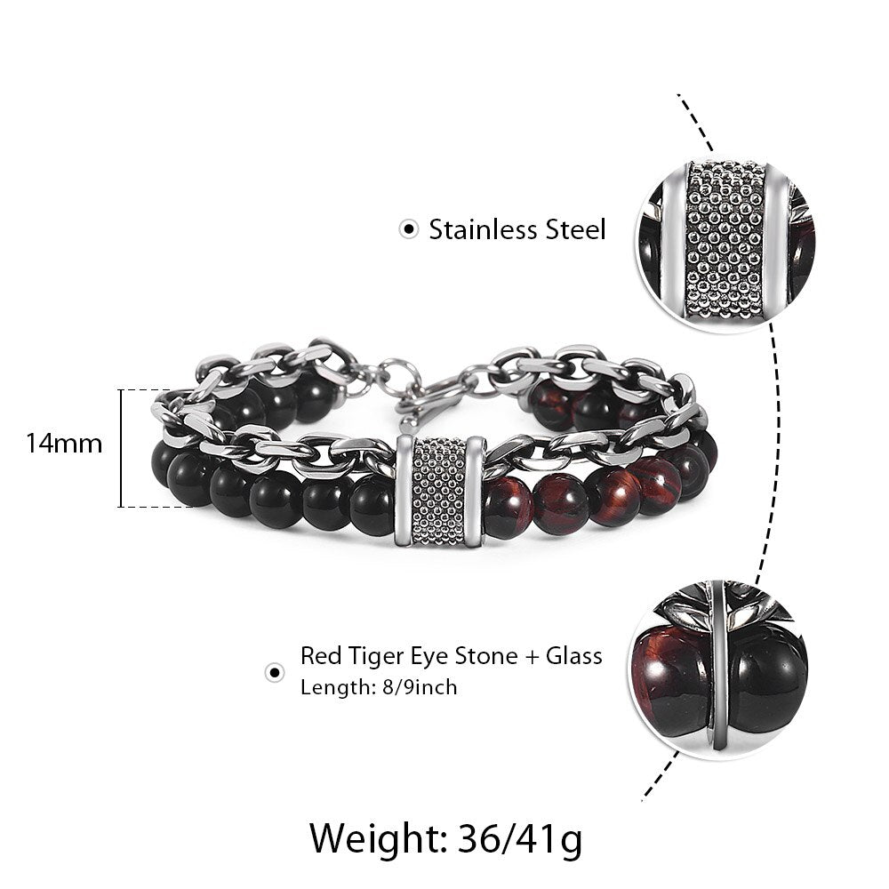 Davieslee Men's Black Beaded Bracelet 2018 Gunmetal Cut Cable Link Chain Stainless Steel Bracelets Male Jewelry Wholesale DDB33