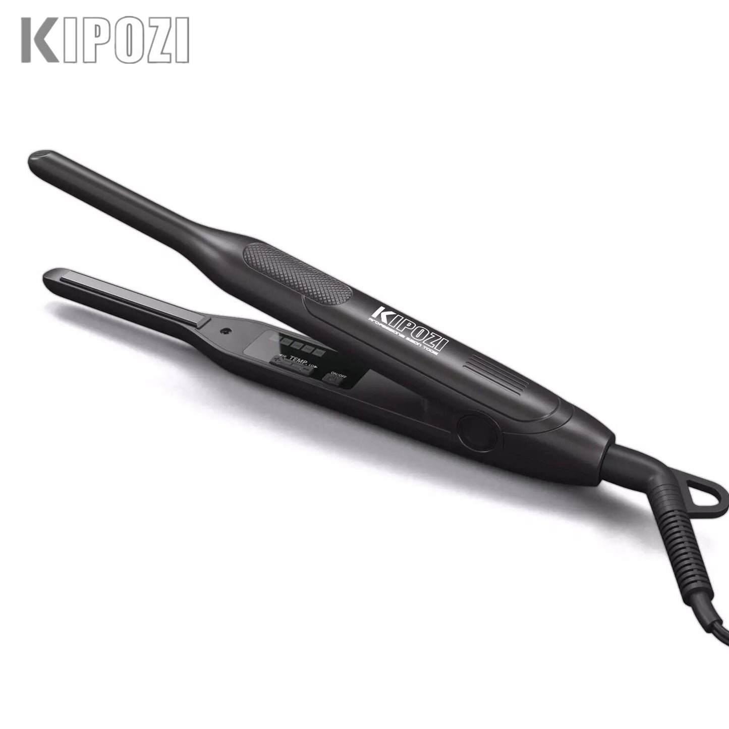 KIPOZI Professional Thin Hair Straightener for Short Hair Pixue Cut Titanium Dual Voltage Hair Iron Thin Pencil Straightener