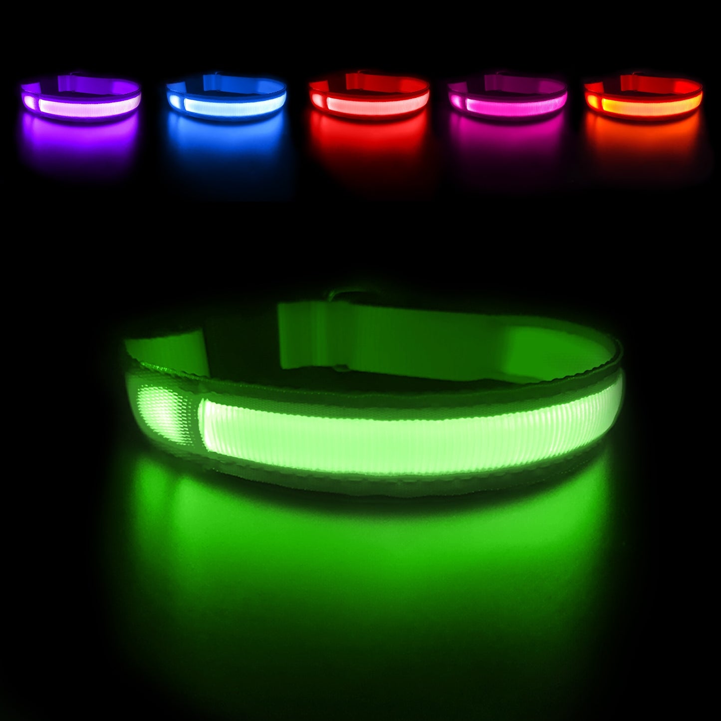 MASBRILL Dog Collar Adjustable Tactical Dogs Collars Pet Luminous Flashing Necklace Pet Led Collar For Small Big Dogs Supplies