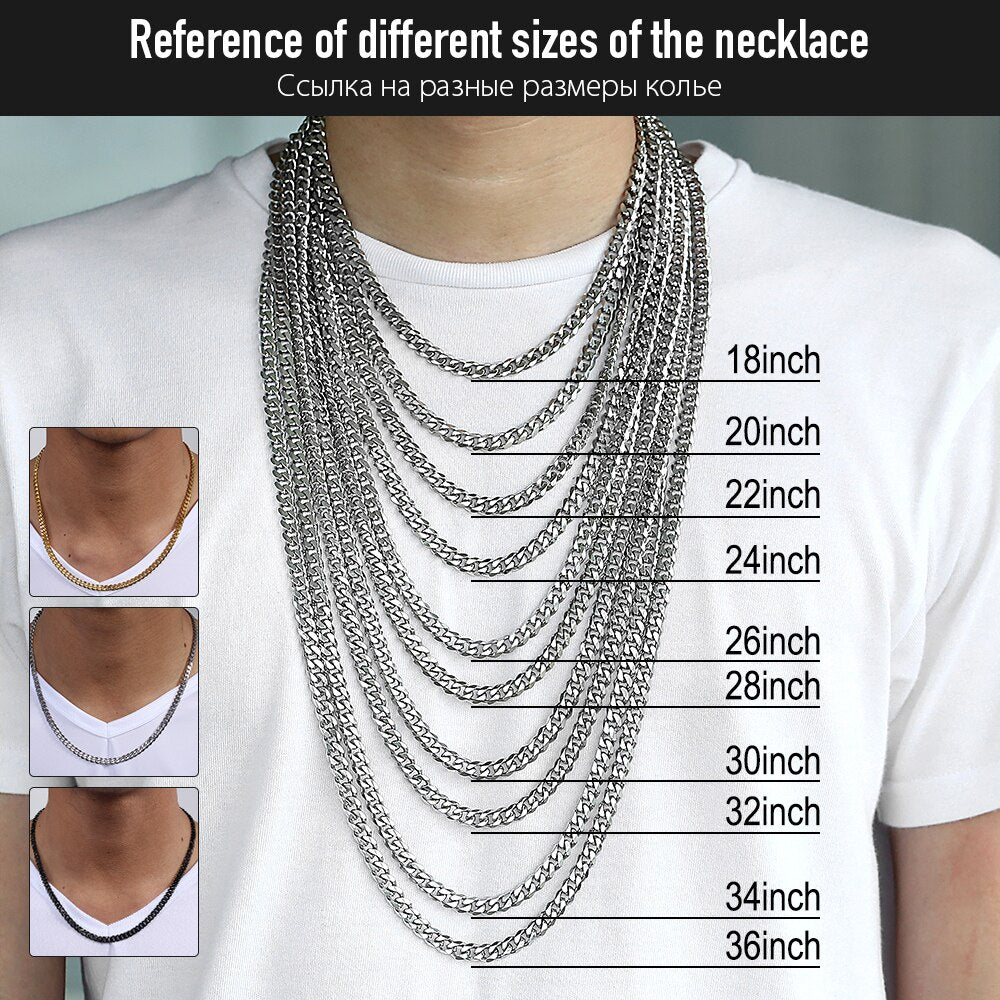 3-11mm Stainless Steel Necklace for Women Men Curb Cuban Link Chains Gold Silver Color Mens Chain Necklace Gift Wholesale DKNM09