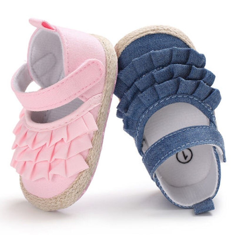 lioraitiin New Fashion Newborn Baby Girl Flowers Soft Crib Shoes Prewalker Anti-slip Sneakers UK NEW