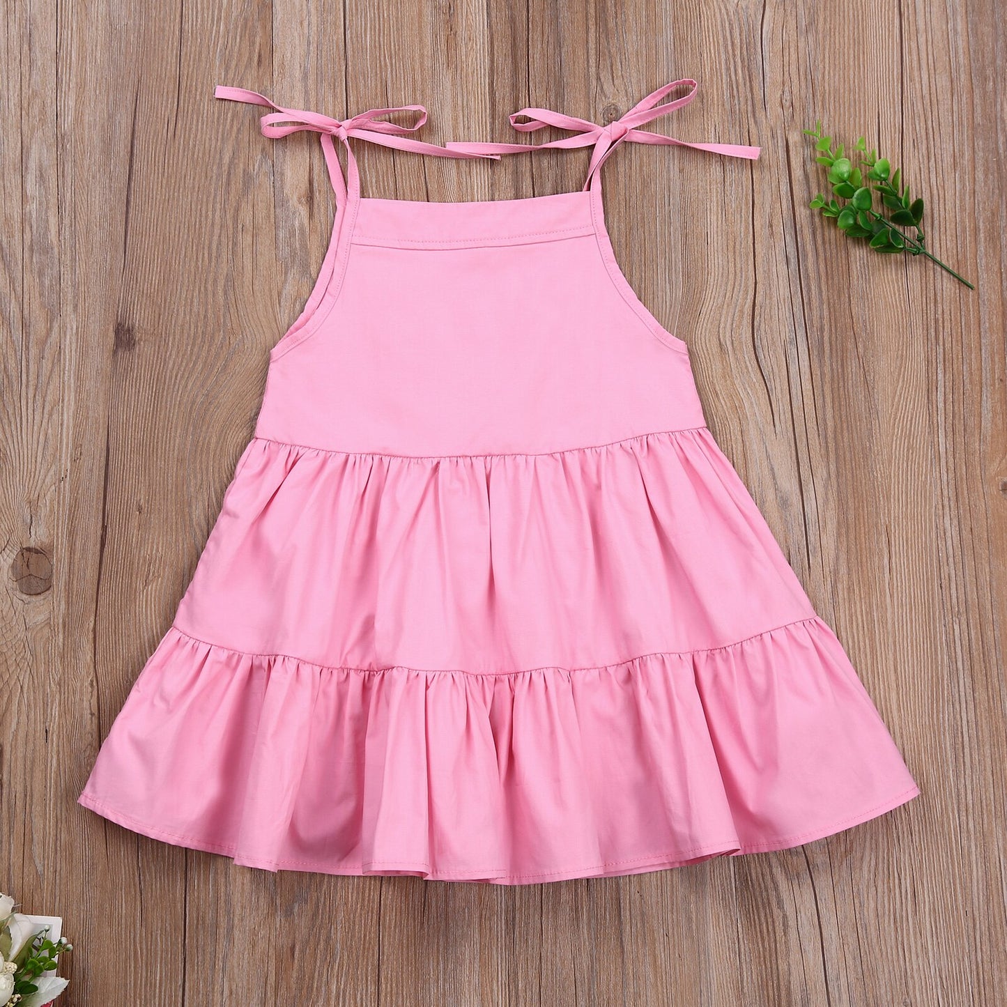 lioraitiin 0-5Years Toddler Baby Girl Summer Dress Sleevless Solid O-Neck Cotton Soft Fashion Cute Clothing 3Colors