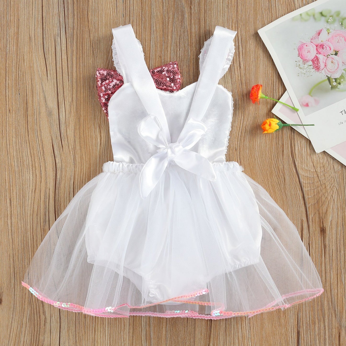 lioraitiin 0-3Years Toddler Baby Girl&#39;s Romper Dress Cute Cartoon Print Patchwork Sleeveless Tulle Romper