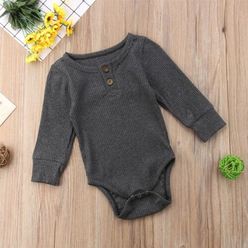 Pudcoco US Stock Newborn Infant Baby Boy Girls Romper Long Sleeve Solid Cotton Jumpsuit Playsuit Clothes Outfits