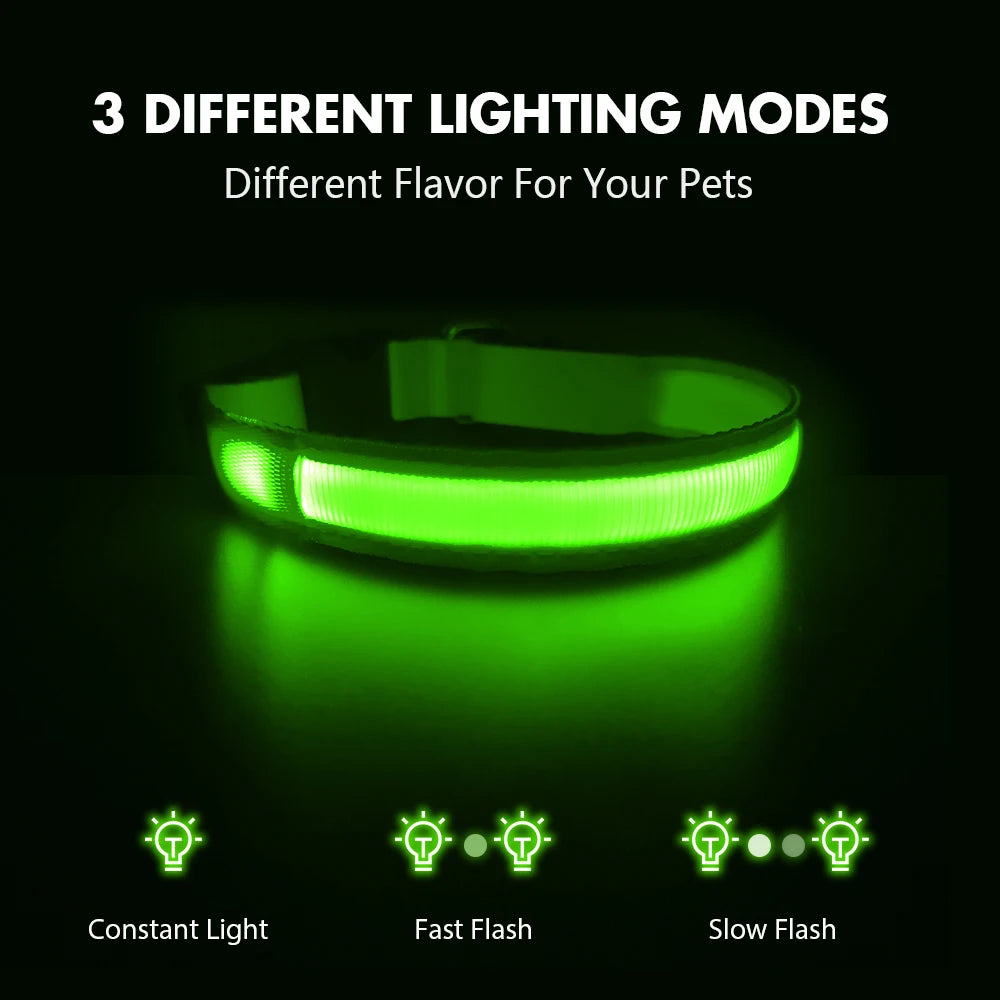 MASBRILL Dog Collar Adjustable Tactical Dogs Collars Pet Luminous Flashing Necklace Pet Led Collar For Small Big Dogs Supplies