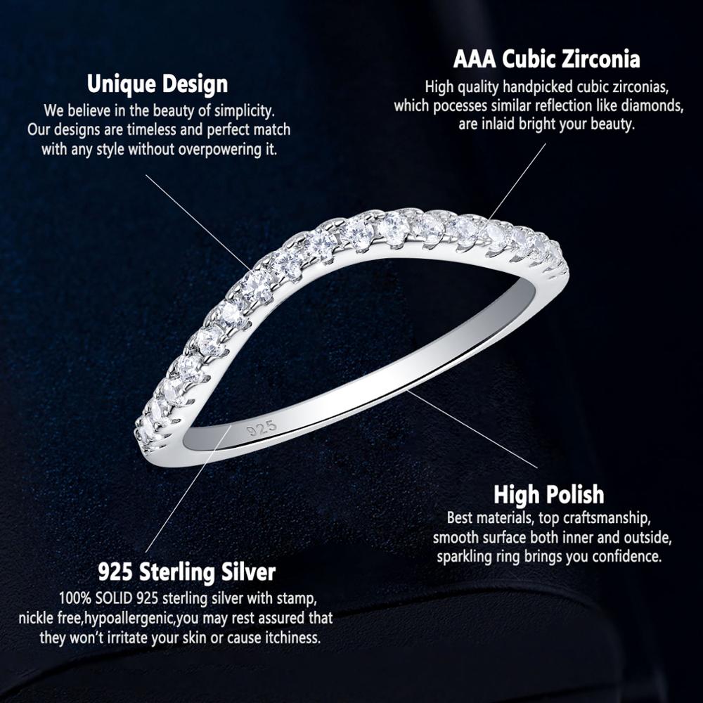 Newshe 925 Sterling Silver Stackable Wedding Ring Engagement Band For Women Curve Wave Design AAAAA Zircon Jewelry