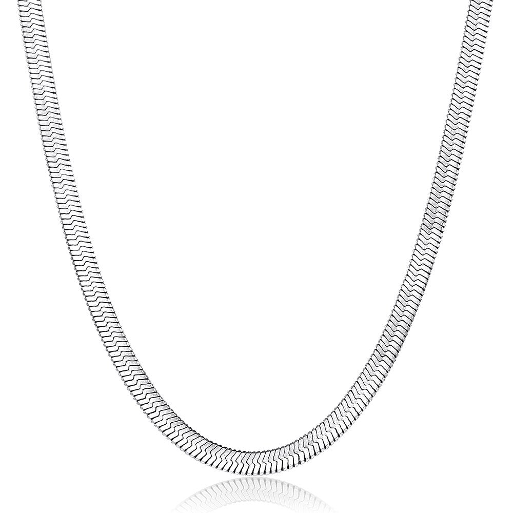 Fashion 3mm Stainless Steel Herringbone Snake Chain Choker Necklace for Women Girls Snake Link Chain Simple Chic Jewelry DDN252