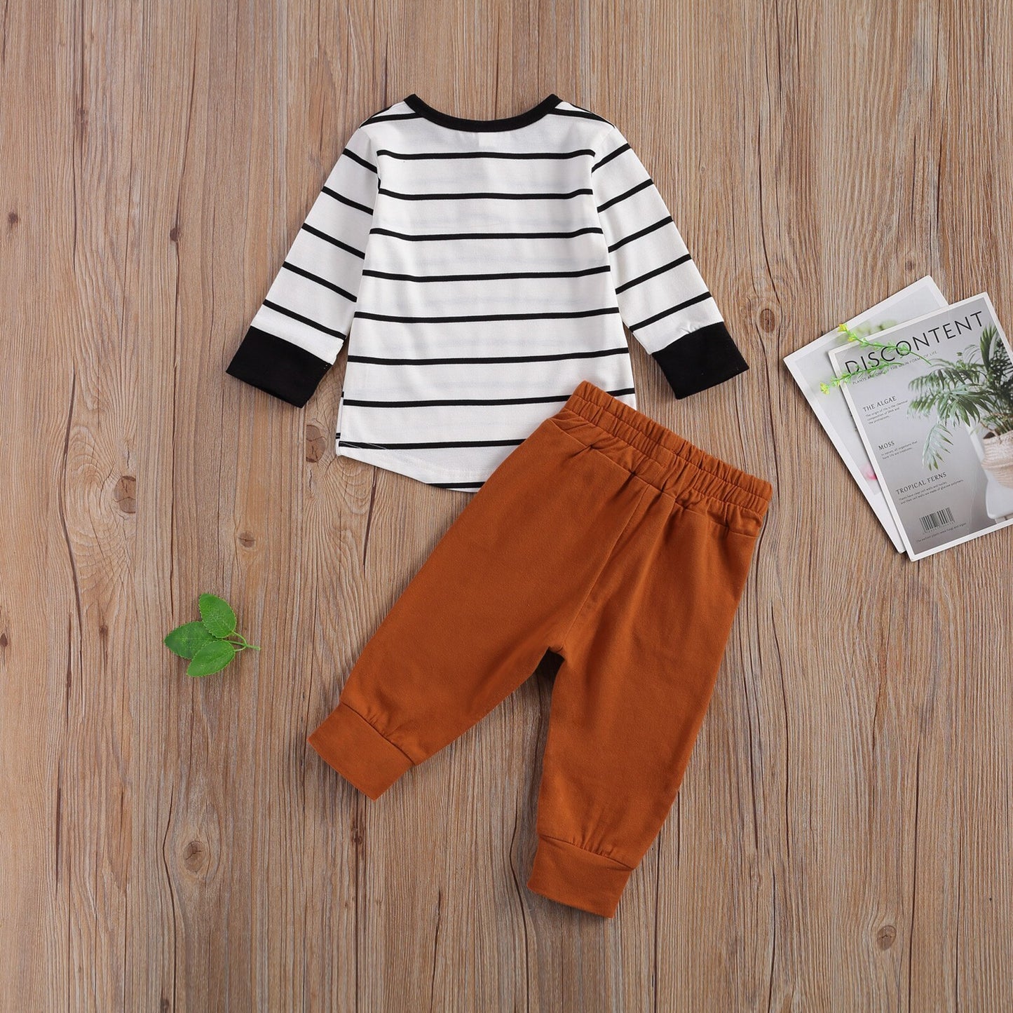 lioraitiin 0-24M Newborn Baby Boys 2-piece Outfit Set Long Sleeve Striped Tops+Solid Pants Set for Kids Boys Summer Outfit