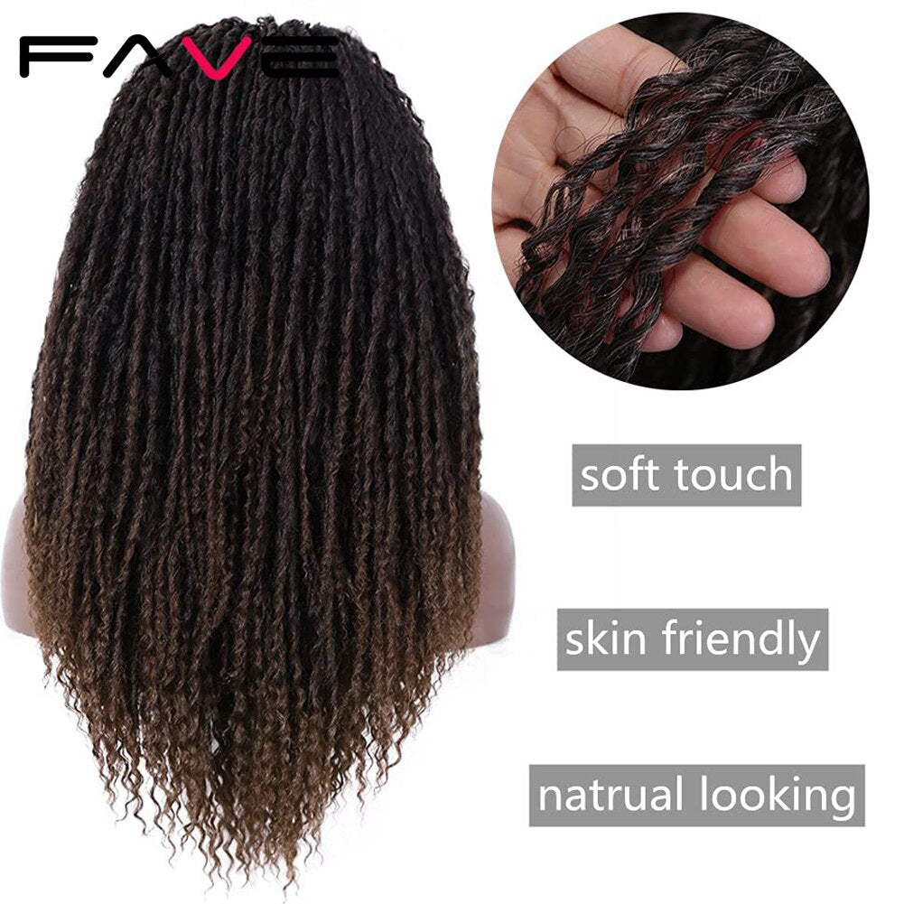 Fave Headband Dreadlock Curly Synthetic Wig Goddess Hand Braided Twist Black Brown For Black Women Daily Cosplay Braiding Hair