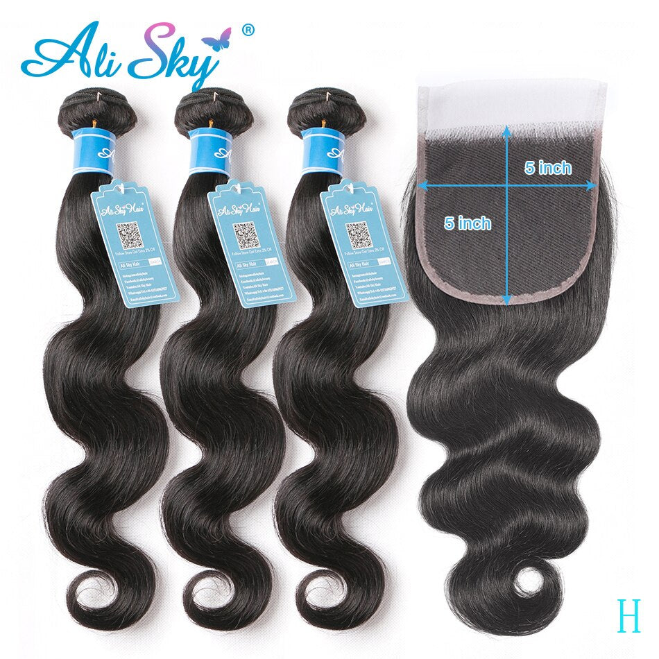 28 30inch Body Wave Bundles With Closure 5x5 Transparent HD Lace Brazilian Hair Human Hair Closure with Bundles 100% Remy Hair