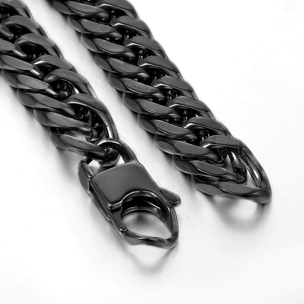 10/15mm Mens 316L Stainless Steel Bracelet Heavy Cut Double Curb Link Rombo Chain for Men Boy Gold Silver Color 7-11" DHBM117