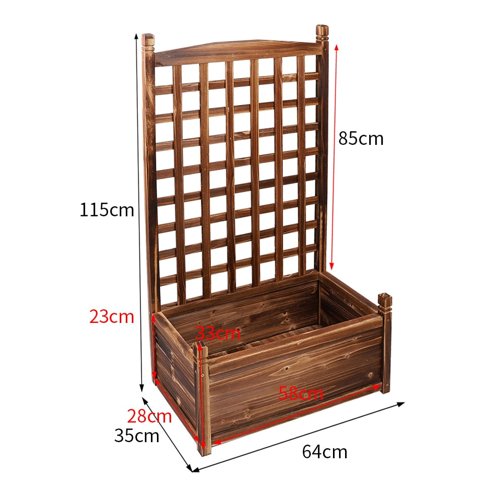 Large Wood Planter Free Standing Plant Raised Bed with Trellis for Garden Yard