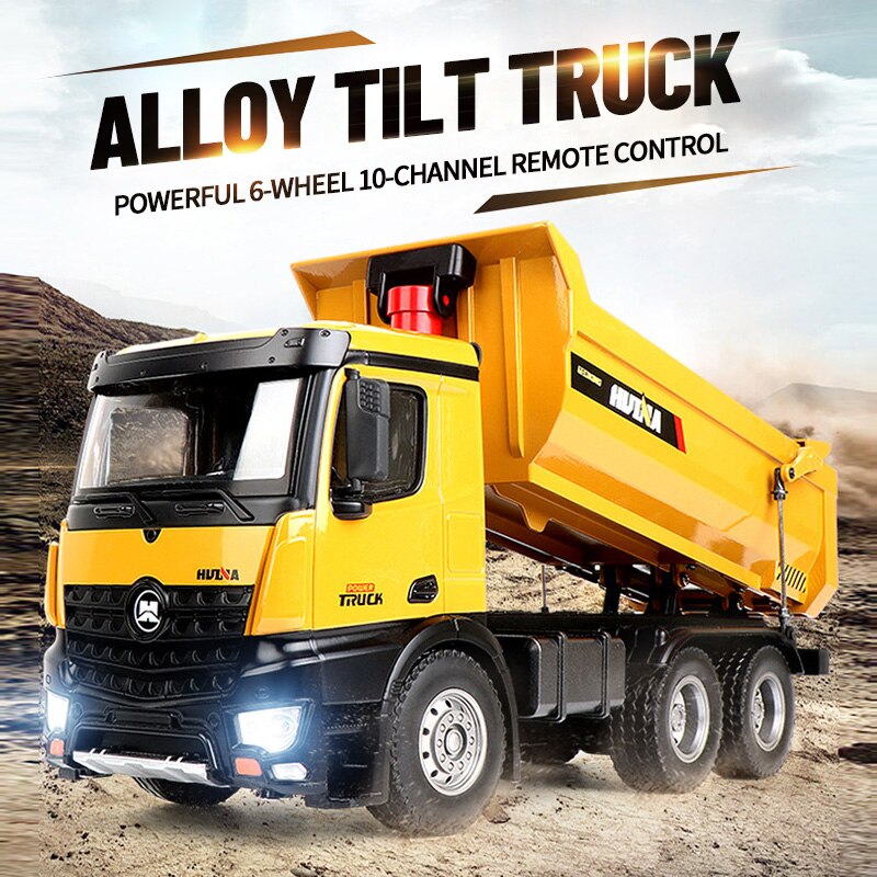 Strongest best 1/14 10 channels 2.4GHz Radio Control Alloy Dump Truck Huina 1582 Poland warehouse to EU/AU/US/Canada