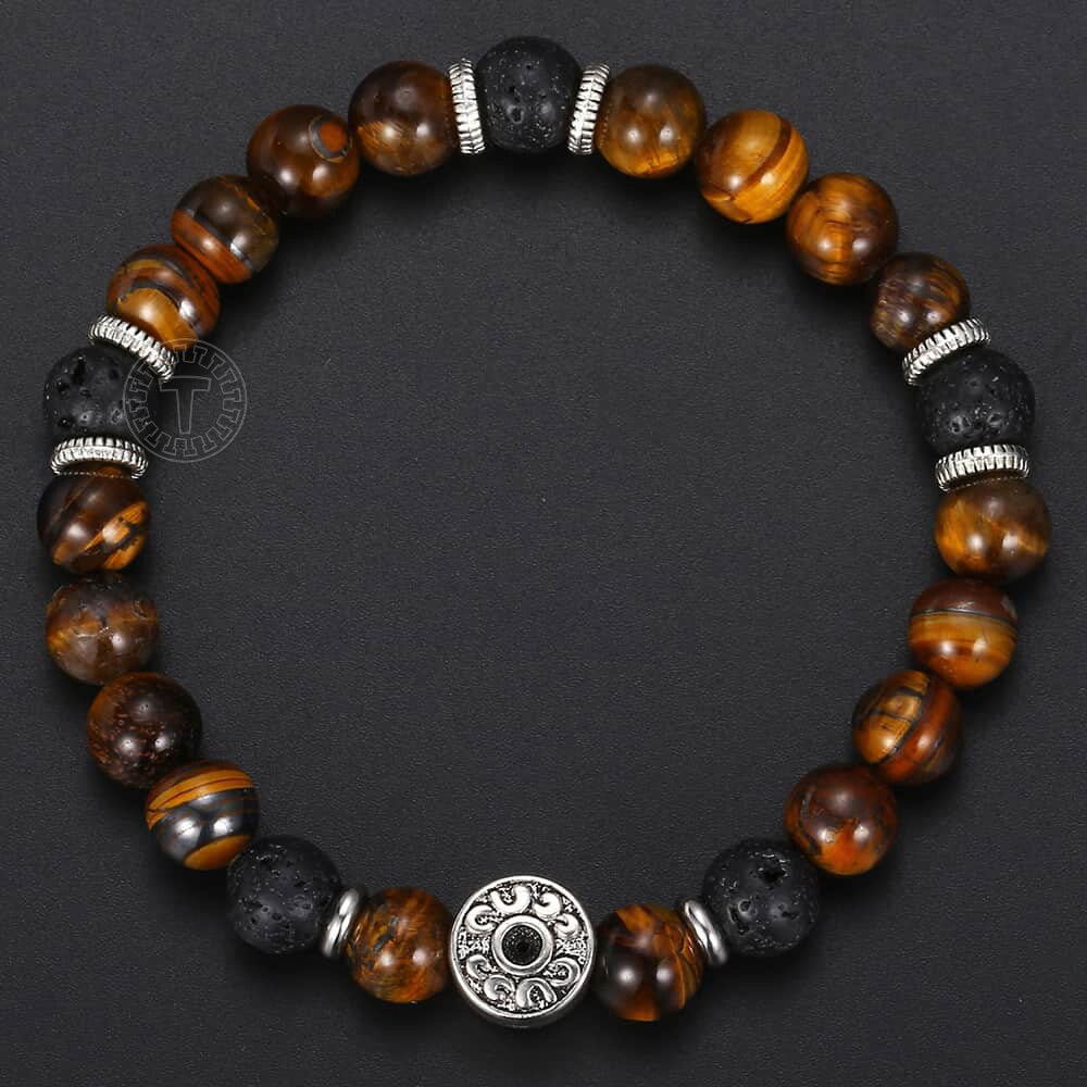 Tiger Eye Stone Beads Bracelet For Men Stainless Steel Charm Bracelets Male Jewelry Men's Valentines Gifts Dropshipping DB42