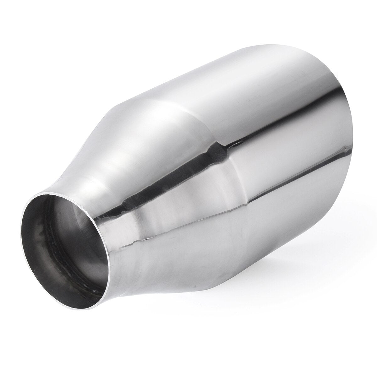 57mm Inlet 101mm Outlet Universal Car Exhaust Tip Exhaust Pipe Muffler Dual Wall Rear Tail Tube Stainless Steel